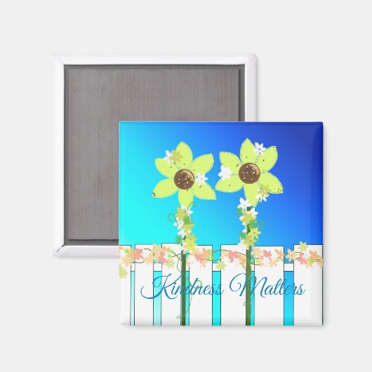 Omheining en bloemen Kindness Matters Magneet (Voorkant / Achterkant)