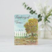 Omheining en boom in het najaar met Waterverf van Briefkaart (Staand voorkant)