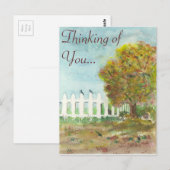 Omheining en boom in het najaar met Waterverf van Briefkaart (Voorkant / Achterkant)