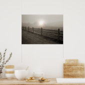 Omheining en Sunburst Through Fog bij Sharon Poster (Keuken)