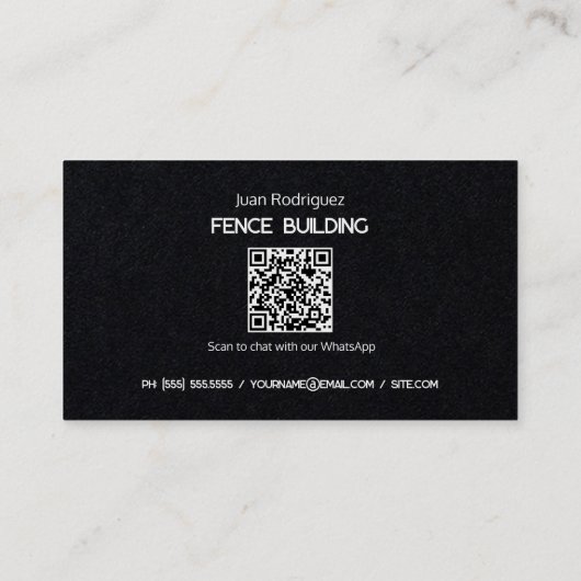 Omheining het Bouwen Douane QR Visitekaartje (Achterkant)