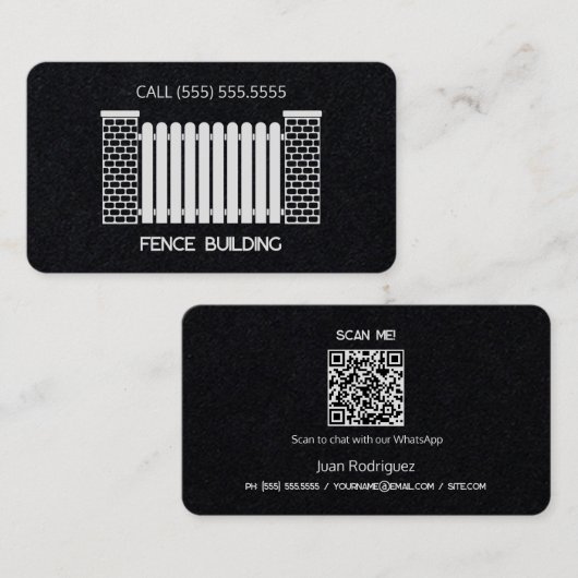 Omheining het Bouwen Douane QR Visitekaartje (Voorkant / Achterkant)