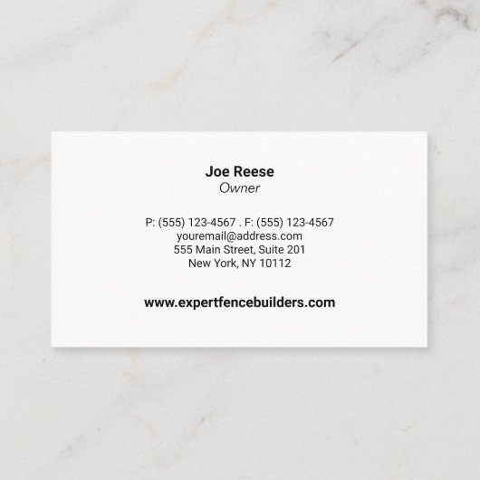 Omheining Installateur en Reparatie Visitekaartje (Achterkant)