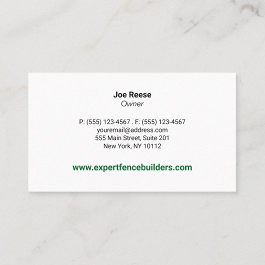 Omheining Installateur en Reparatie Visitekaartje (Achterkant)