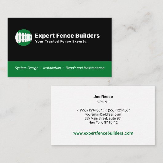 Omheining Installateur en Reparatie Visitekaartje (Voorkant / Achterkant)