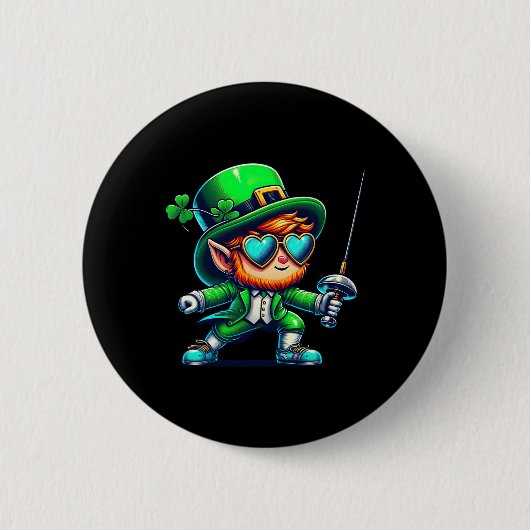 Omheining Kabouter Kinderen Mannen Vrouwen St Patr Ronde Button 5,7 Cm (Voorkant)