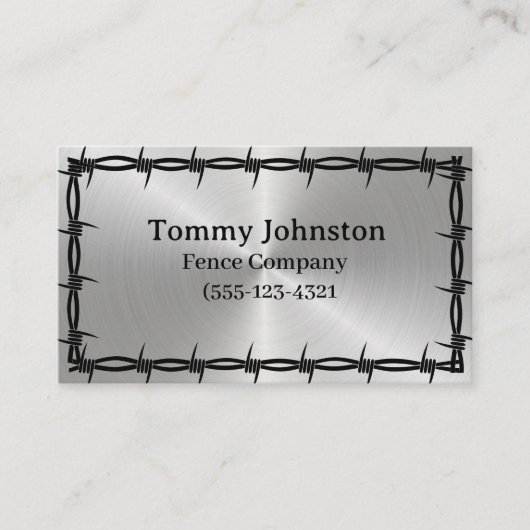 Omheining met barbaarse draad erop visitekaartje (Voorkant)