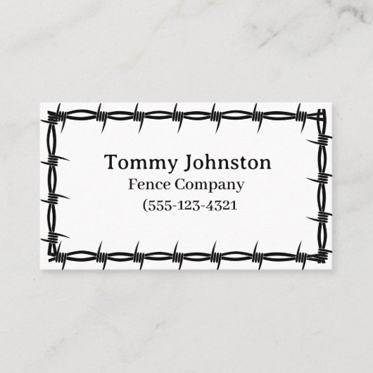 Omheining met barbaarse draad erop visitekaartje (Voorkant)