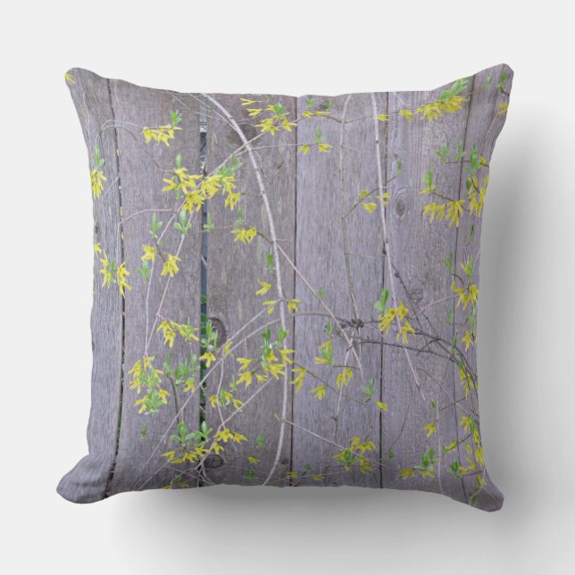 Omheining met Forsythia Kussen (Voorkant)
