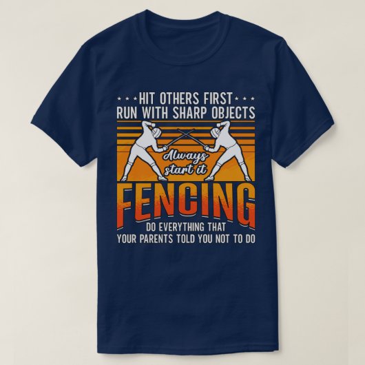 Omheining overige Eerste Retro Epee Fencer T-shirt (Design voorkant)