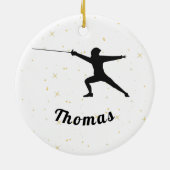 Omheining Silhouette Fencer Sword & Custom Name Keramisch Ornament (Achterkant)