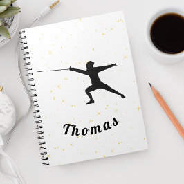 Omheining Silhouette Fencer Sword & Custom Name Notitieboek