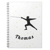 Omheining Silhouette Fencer Sword & Custom Name Notitieboek (Voorkant)