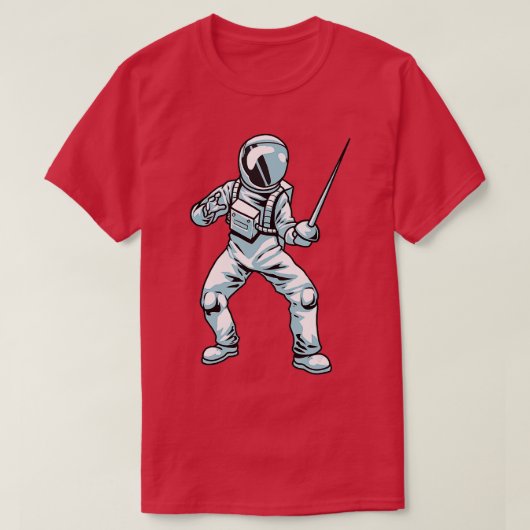 Omheining Sports Sword Astronaut Fencer Fighingfee T-shirt (Design voorkant)