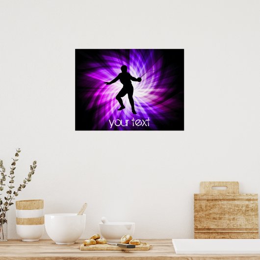 Omheiningssilhouet; paars poster (Keuken)