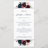 Omhels bloemenbruiloft Menu | Bourgondisch marineb (Voorkant)