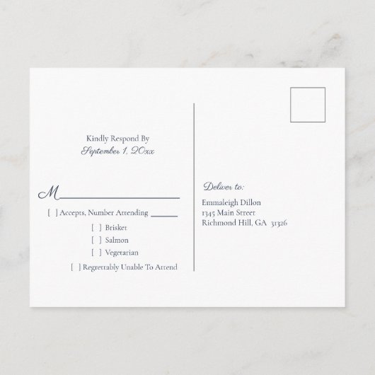 Omhels Bloemenbruiloft RSVP | Bourgondisch marineb Uitnodiging Briefkaart (Achterkant)
