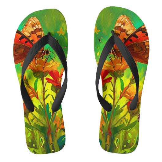 Omhels Diversiteit - Vlinder en Wilde Bloemen Teenslippers (Voetbed)