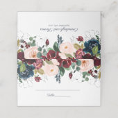 Omhels Florals bruiloft | Bourgondisch marineblauw Plaatskaartje (Buitenkant ongevouwen)