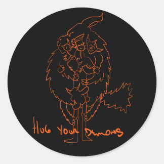 Omhels je demonen ronde sticker