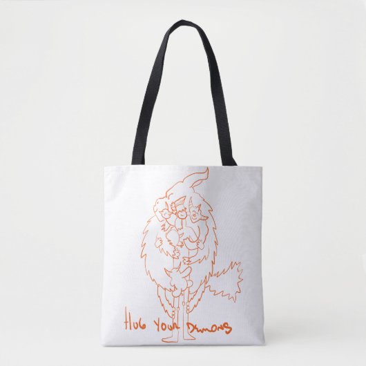 Omhels je demonen tote bag (Voorkant)