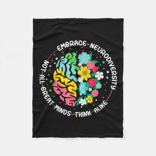 Omhels neurodiversiteit Brain Autism Awareness ADH Fleece Deken (Voorkant)