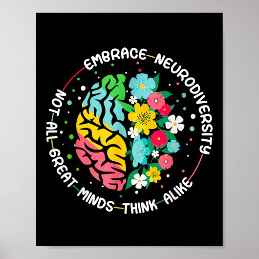 Omhels neurodiversiteit Brain Autism Awareness ADH Poster (Voorkant)