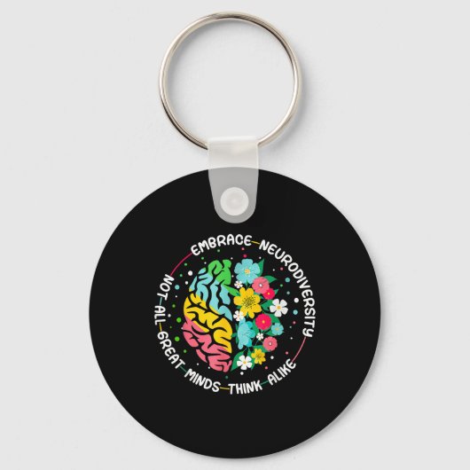 Omhels neurodiversiteit Brain Autism Awareness ADH Sleutelhanger (Voorkant)