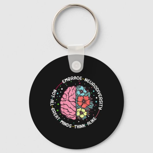 Omhels neurodiversiteit Brain Autism Awareness ADH Sleutelhanger (Voorkant)