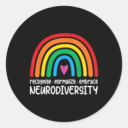 Omhels Neurodiversiteit Rainbow Autisme Bewustzijn Ronde Sticker (Voorkant)