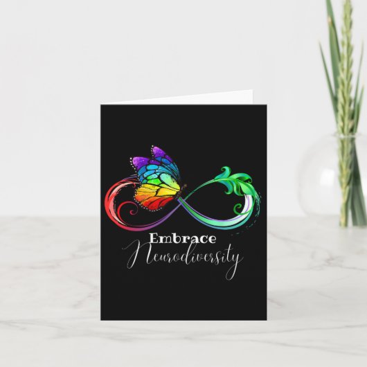 Omhels Neurodiversity Rainbow Infinity Butterfly Kaart (Voorkant)