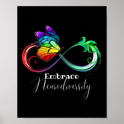 Omhels Neurodiversity Rainbow Infinity Butterfly Poster (Voorkant)