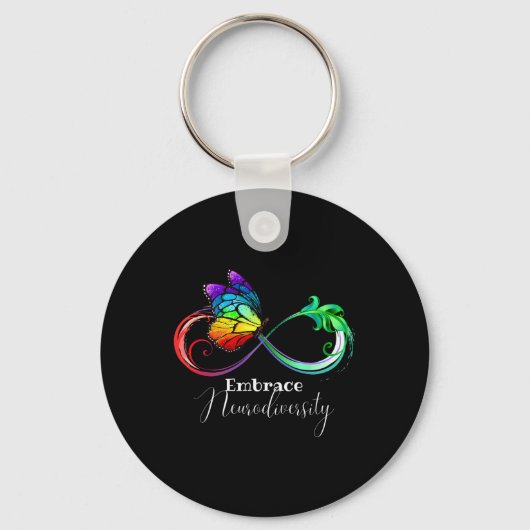 Omhels Neurodiversity Rainbow Infinity Butterfly Sleutelhanger (Voorkant)