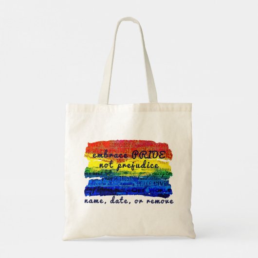 Omhels PRIDE niet Vooroordelen Rainbow Art Tote Bag (Achterkant)