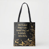 Omhels Transformatie: Gouden Bloem & Vlinder Tote Bag (Voorkant)