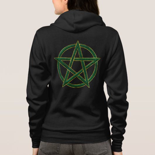 Omhelzing natuur: Smaragd Pentagram Hoodie (Achterkant)