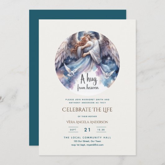 Omhelzing uit de hemel Gedicht Viering van het lev Kaart (Voorkant / Achterkant)