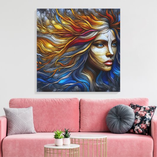 Omhelzing van de natuur - AI-tijdperk Canvas Afdruk (Insitu (Woonkamer))