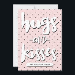 Omhelzingen & Kussen | Kaart van de Foto van de<br><div class="desc">Personaliseerbare Valentijnsdag die roze en zwart stippenpatroon en moderne typografie kenmerken.</div>