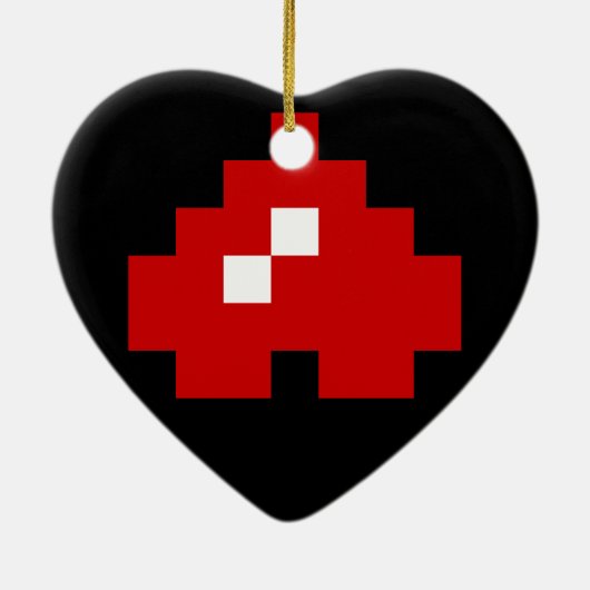 Omhoog 8-bits Pixel Heart Keramisch Ornament (Achterkant)