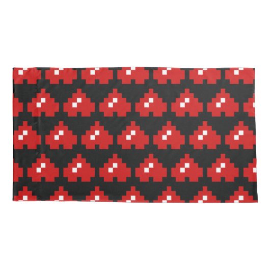 Omhoog 8-bits Pixel Heart Kussensloop (Achterkant-Links)