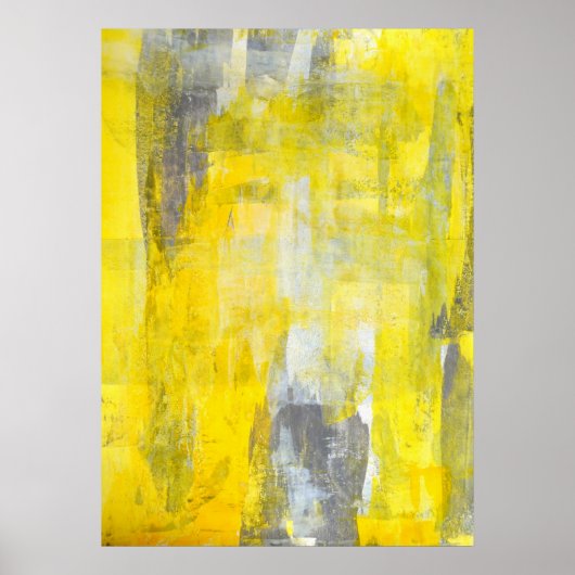 "Omhoog en omlaag" Grijs en Geel Abstract Poster v (Voorkant)