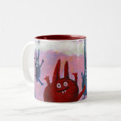 Omhoog en omlaag tweekleurige koffiemok (Voorkant links)