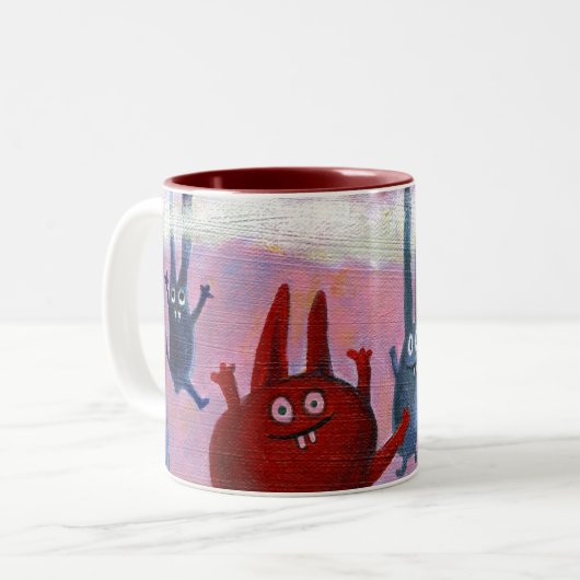 Omhoog en omlaag tweekleurige koffiemok (Voorkant links)