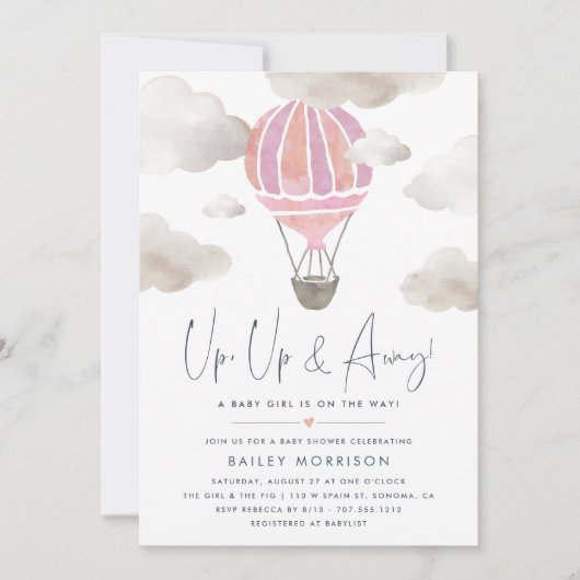 Omhoog en weg | Baby shower heteluchtballon Kaart (Voorkant)
