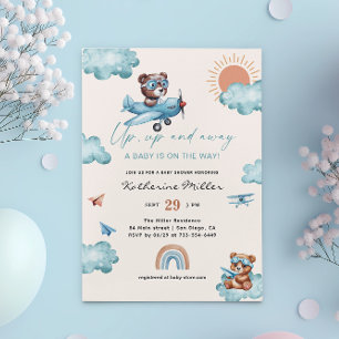 Omhoog en Weg Baby Shower Luchtvaart   Vliegtuig  Kaart
