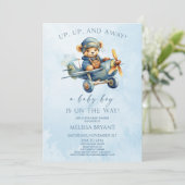 Omhoog en weg! Baby shower van de teddybeer Kaart (Staand voorkant)