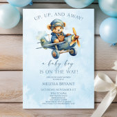 Omhoog en weg! Baby shower van de teddybeer Kaart