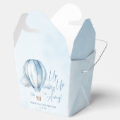 Omhoog en weg! Blauwe heteluchtballon Baby shower Bedankdoosjes (Geopend)