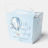 Omhoog en weg! Blauwe heteluchtballon Baby shower Bedankdoosjes (Achterkant)